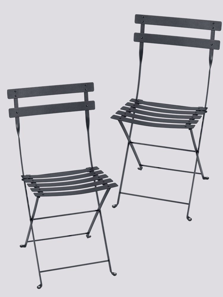 Bistro Metal Chair Set of 2 Anthracite