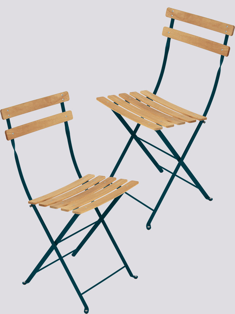 Bistro Natural Chair Set of 2 Acapulco Blue