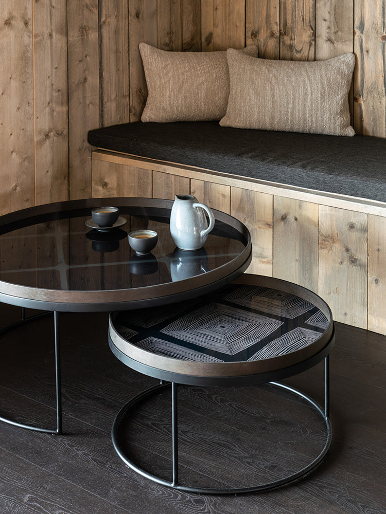 Round Linear Squares Glass Tray | Ethnicraft | Catalog Interiors