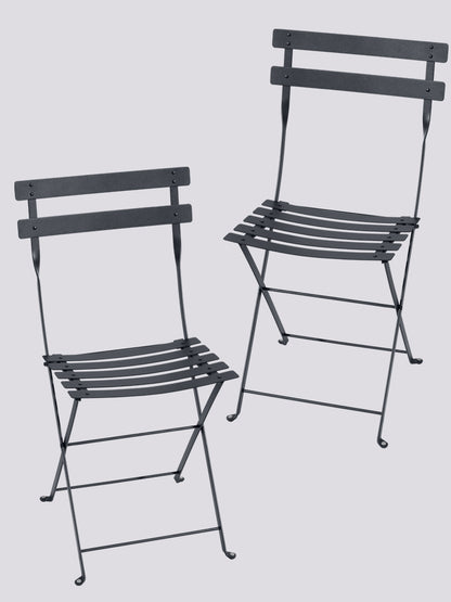 Bistro Metal Chair Set of 2 Anthracite