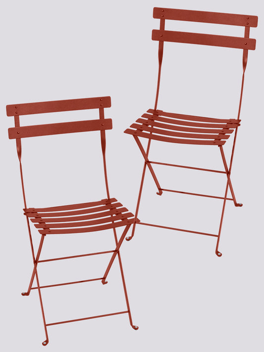 Bistro Metal Chair Set of 2 Red Ochre