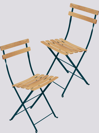Bistro Natural Chair Set of 2 Acapulco Blue