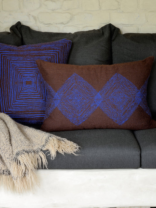Brown Linear Diamonds Cushion
