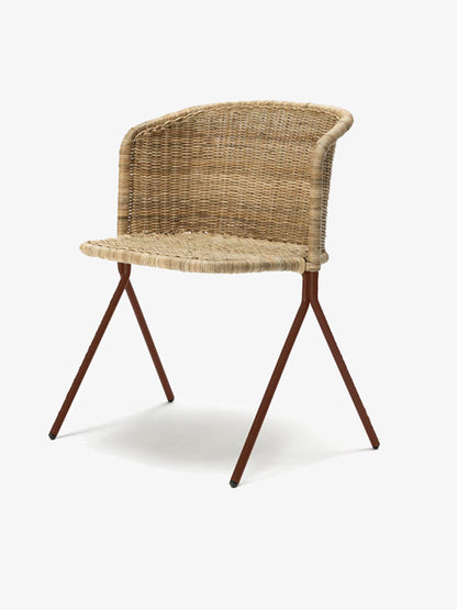 Ex-Display Kaki Armchair Oxide Red Frame & Natural Rattan