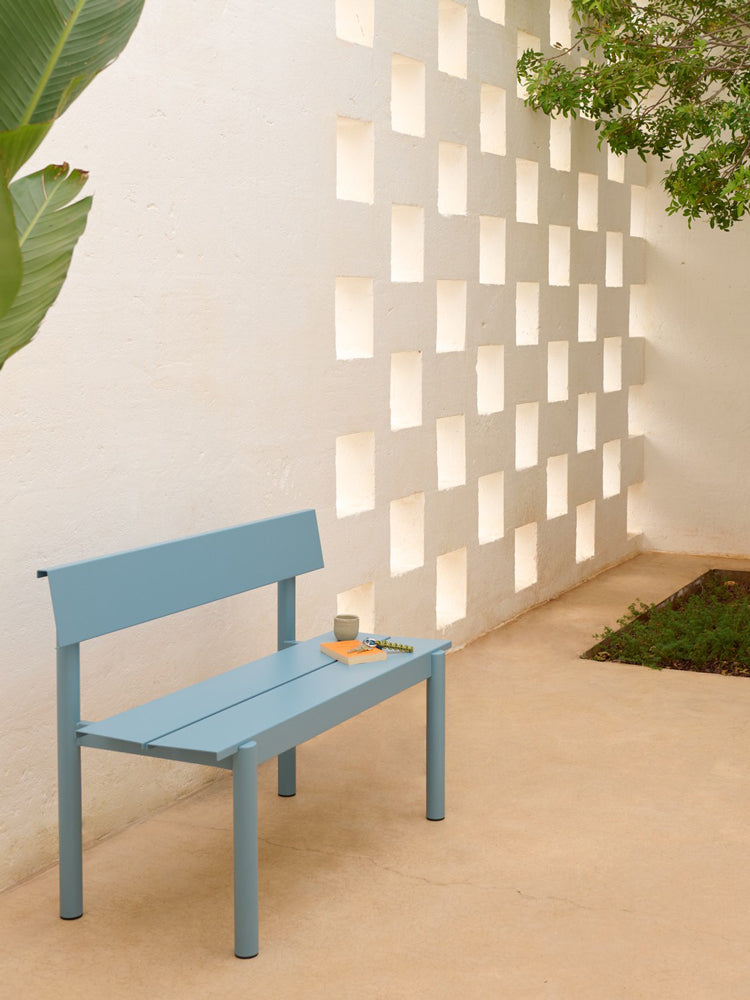 Linear Steel Bench with Backrest