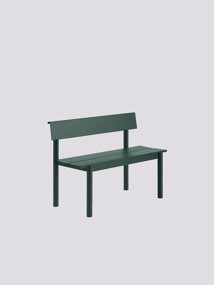 Linear Steel Bench with Backrest