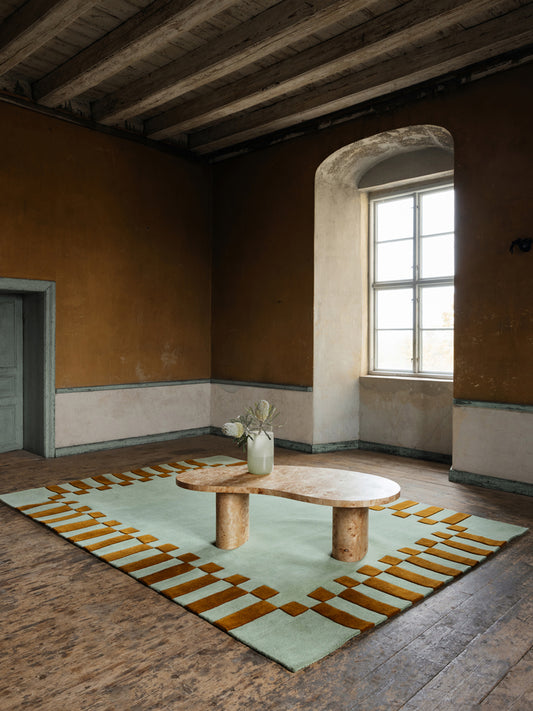 Teklan Frame Pistachio Camel Rug