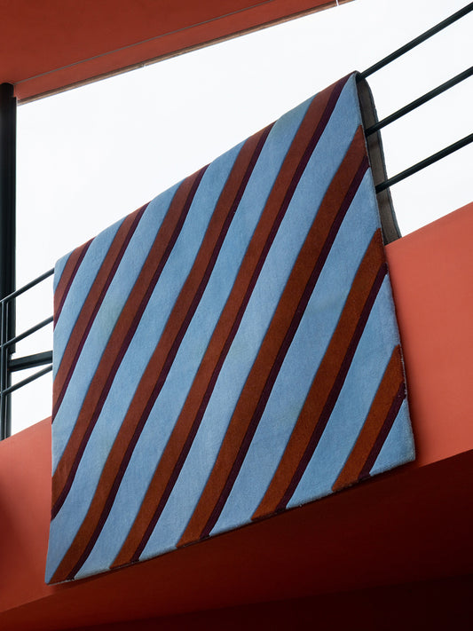 Teklan Diagonal Wool Rug Sky