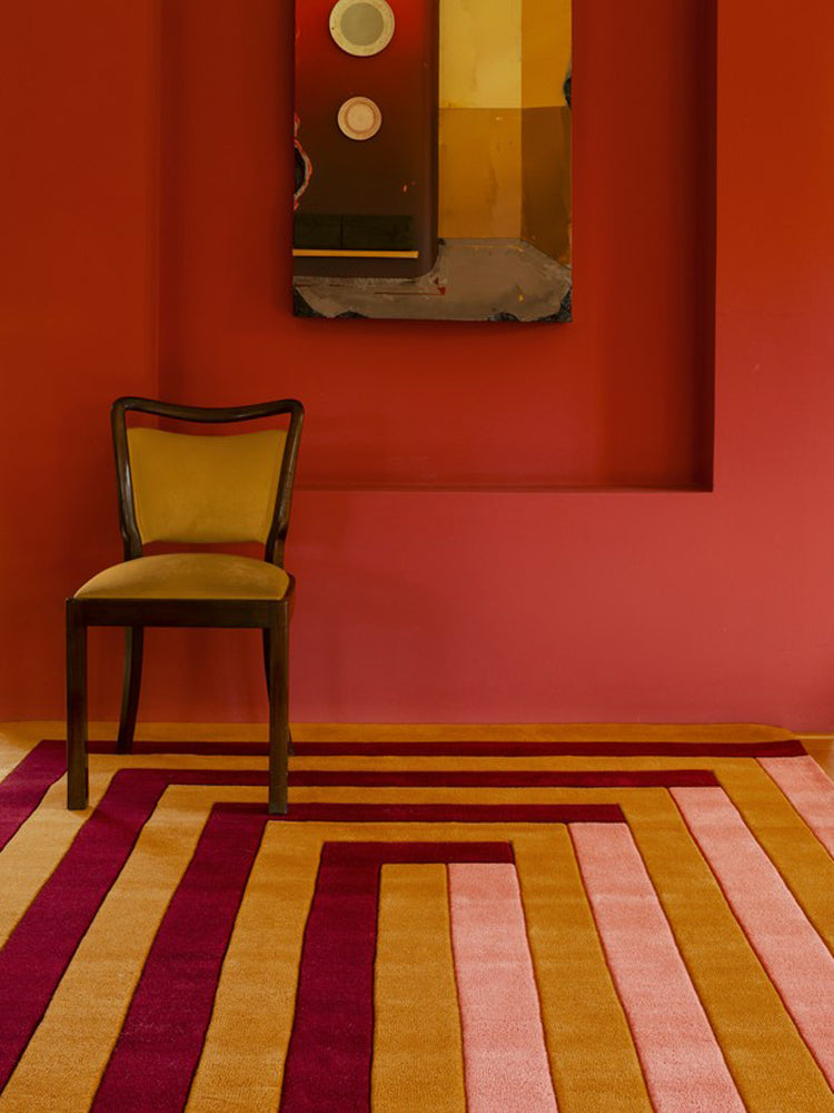 Teklan Labyrinth Coral Pink Rug