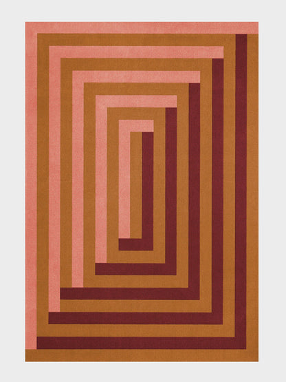 Teklan Labyrinth Coral Pink Rug